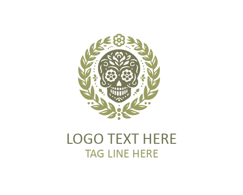 Vintage Banner Sugar Skull Logo