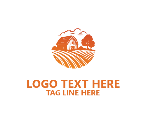 Vintage Farm Field Sunrise Logo