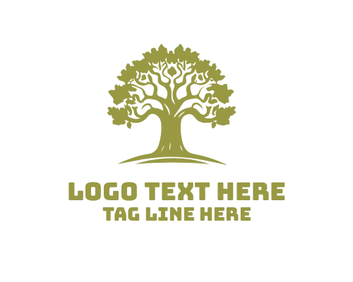 Vintage Oak Tree Emblem Logo