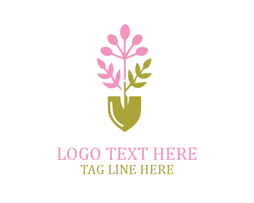Vintage Shovel Flower Emblem Logo