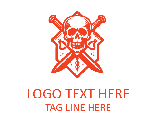 Warrior Skull Sword Battle Logo