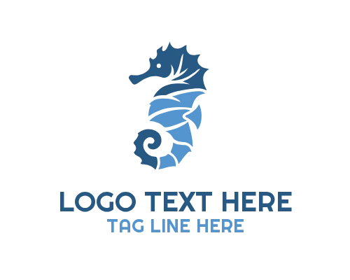 Watercolor Style Sea Horse Logo