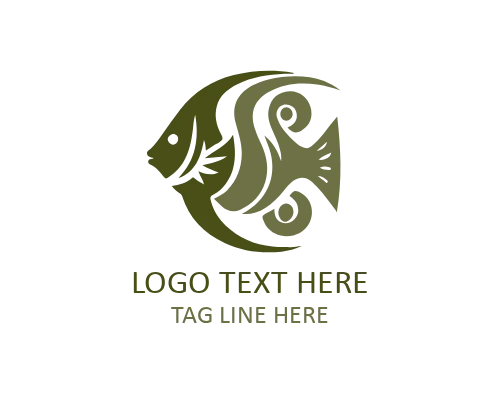 Wave Flow Tropical Fish Flat Logo
