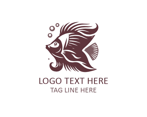 Wave Pattern Tropical Fish Flat Logo