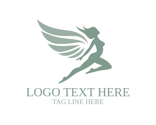 Wellness Flying Woman Logo for Health and Mindfulness