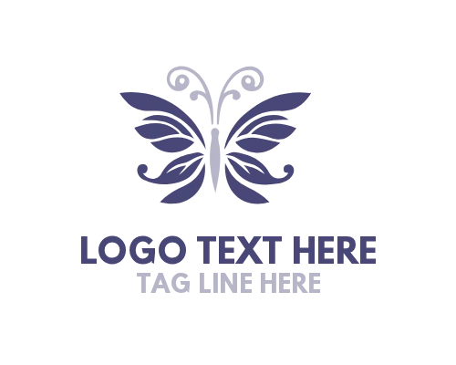 Wellness Inspired Linear Floral Butterfly Logo