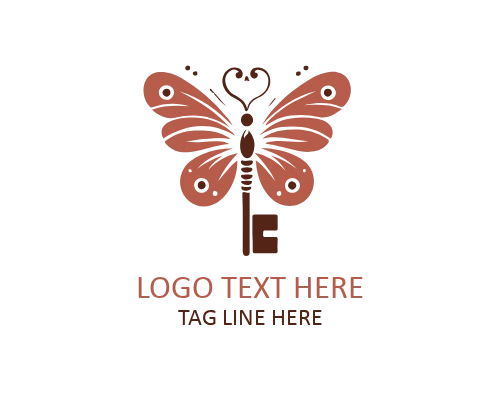 Whimsical Fantasy Butterfly Key Logo
