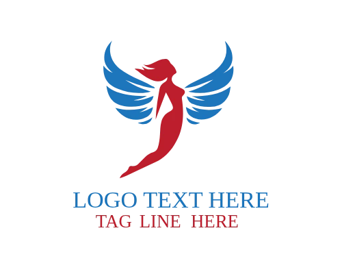 Winged Flying Woman Logo for Empowerment Themes