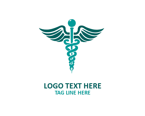 Winged Staff Caduceus Logo