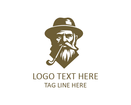  Wise Old Man Cane Logo for Experience and Guidance