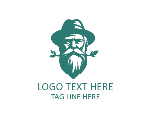  Wise Old Man Cane Logo for Experience and Guidance