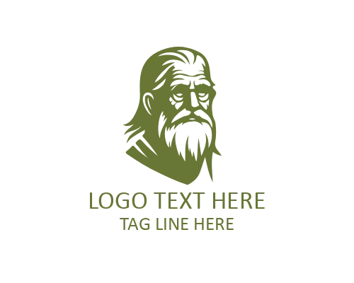 Wise Old Man Water Logo for Flow and Patience