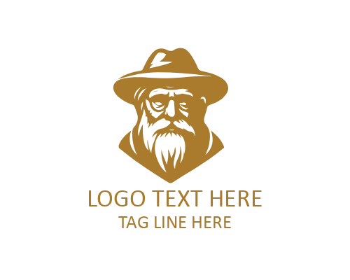 Wise Old Man with Glasses Logo for Education Brands
