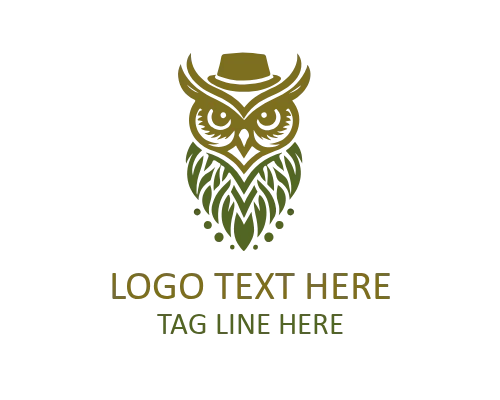 Wise Owl Holding Glowing Feather Logo