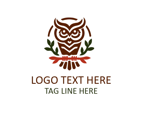 Wise Owl on Hill Under Starry Night Logo