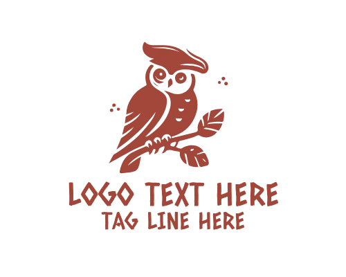 Wise Owl on Mountain Under Stars Logo