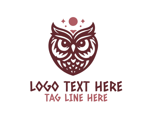  Wise Owl Perched on Moon Logo