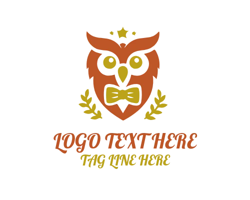  Wise Owl with Bookshelf Knowledge Logo