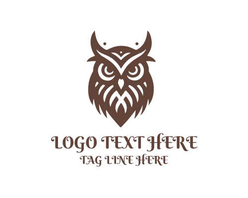 Wise Owl with Quill Writing Logo