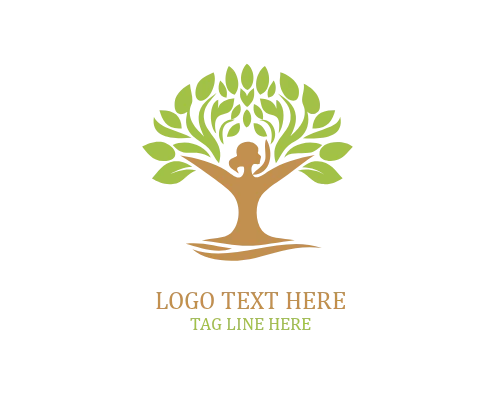 Women Tree Balance Symbol Logo
