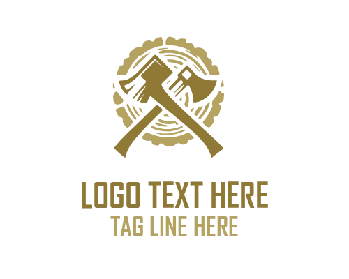 Woodcutting Axe Tool Logo