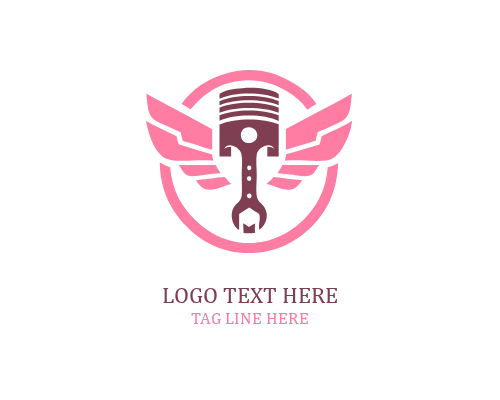 Wrench Badge Piston Wings Logo